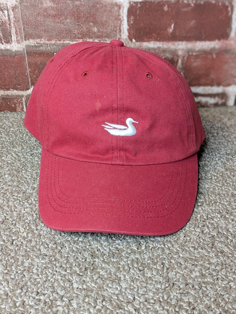 Southern Marsh Signature Hat Adjustable Cotton Strapback Red Duck Mens One Size